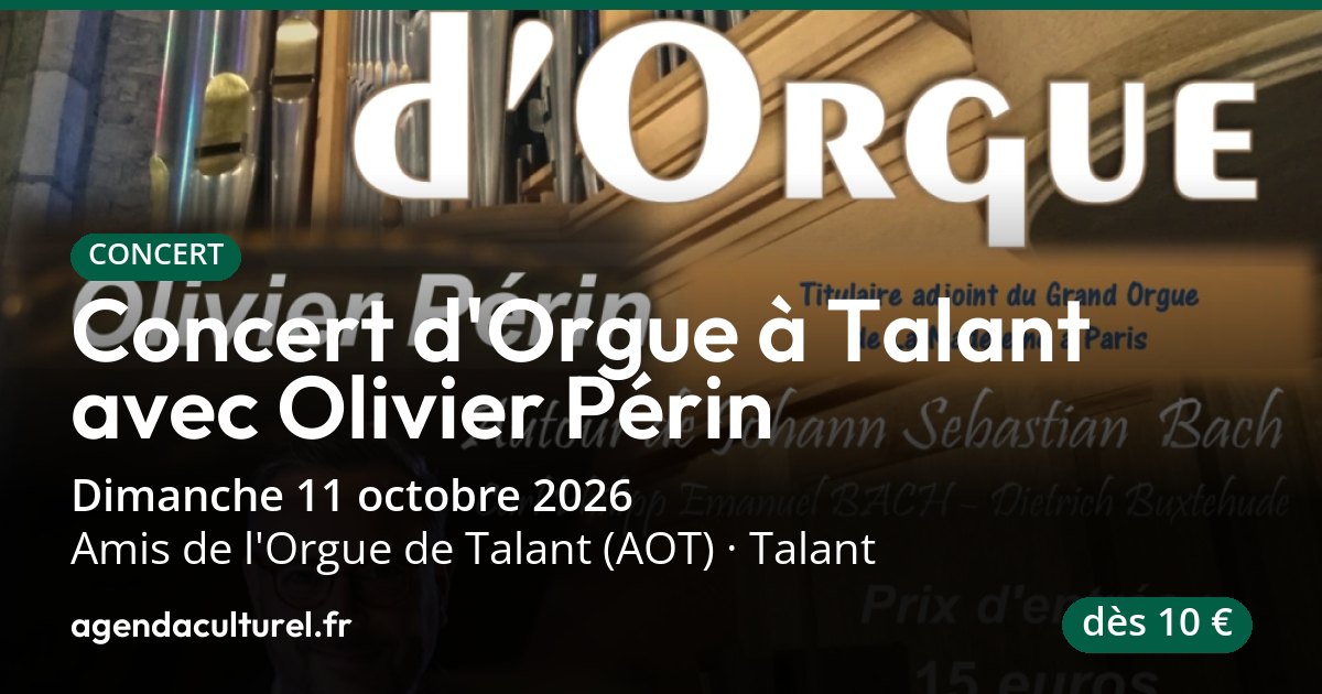 Concert d'orgue à Talant avec Olivier Périn, 11 octobre 2026