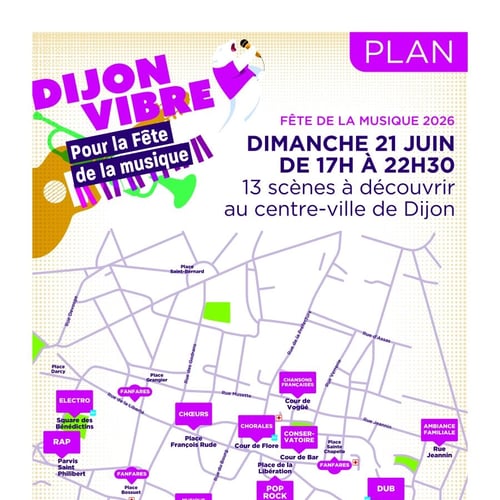 Fête de la musique à Dijon 2026, plan des scènes