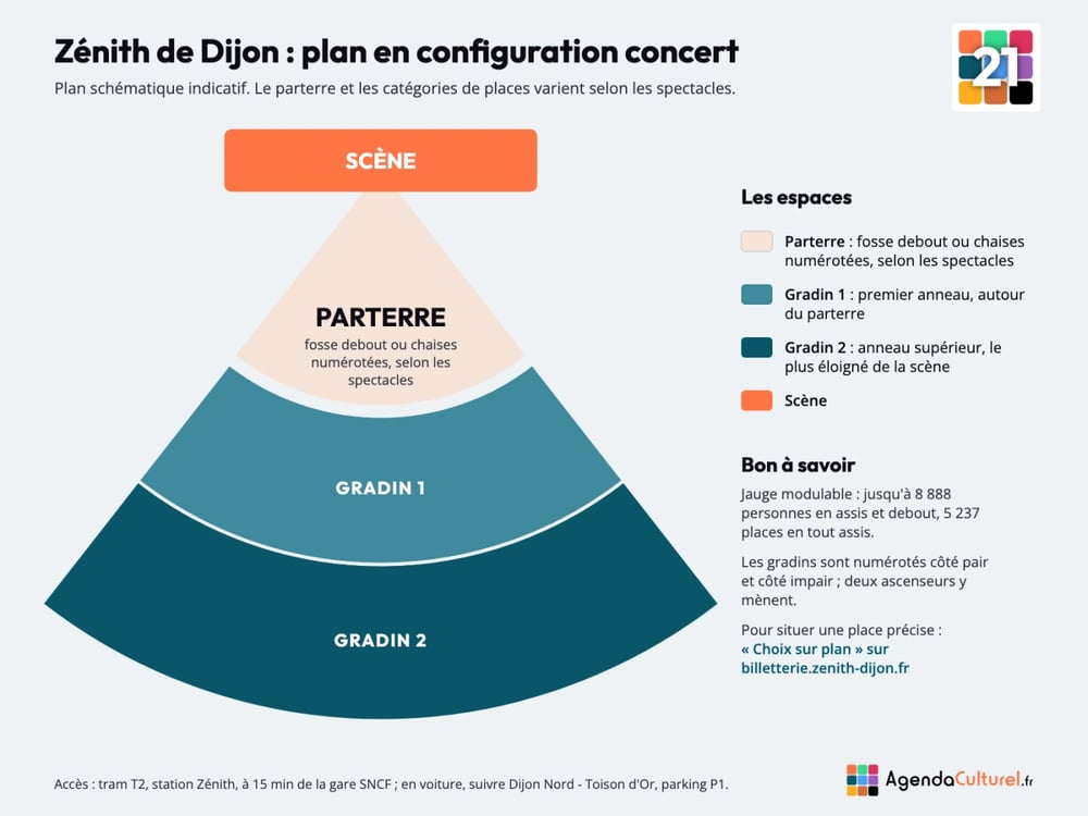 Plan du Zénith de Dijon en configuration concert
